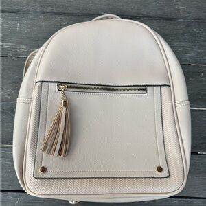 Montana West Faux Leather Tan Backpack with Tassel Accent